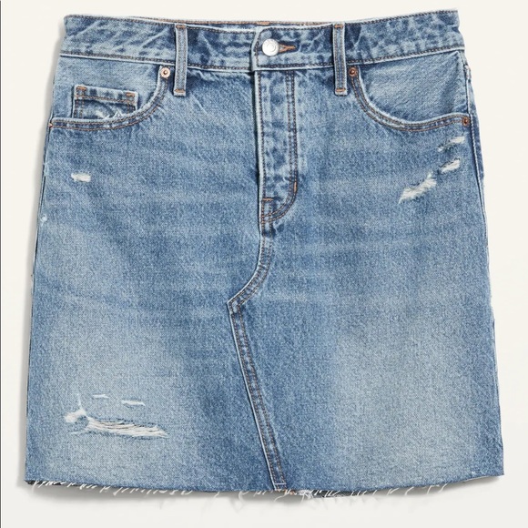 High-Waisted Button-Fly Cut-Off Jean Skirt for Women - Picture 3 of 10